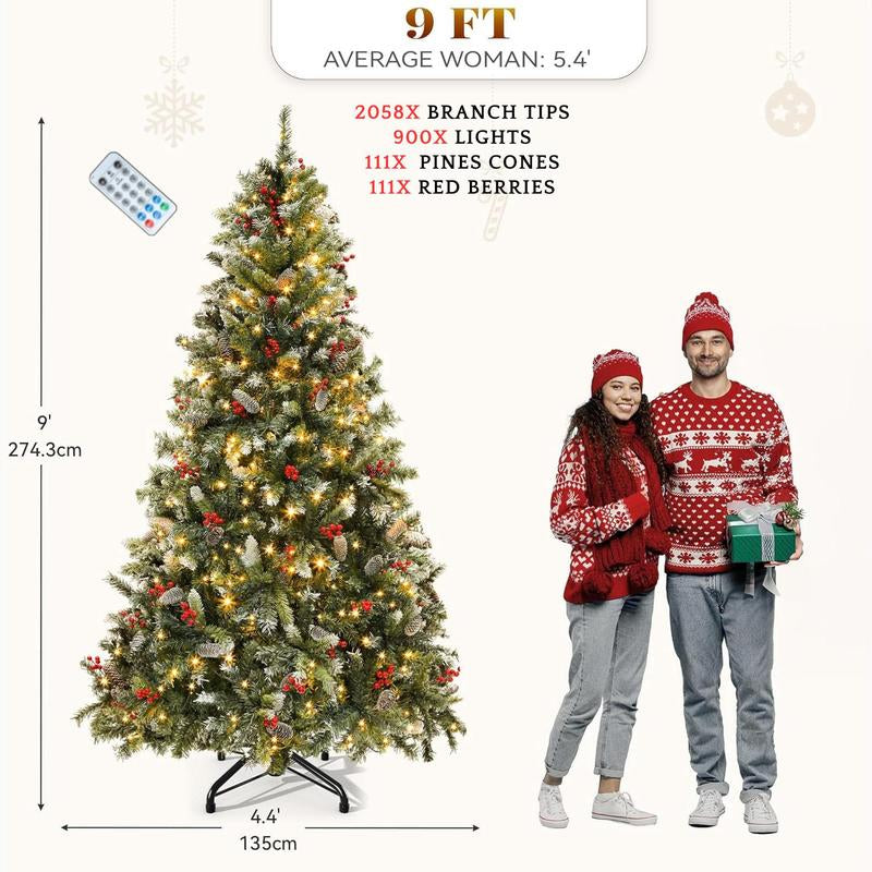 YITAHOME 4.5/6/7.5/9 FT Artificial Christmas Tree(With Light), with PVC Tips and Warm-White Lights, Ideal for Home, Office Decoration