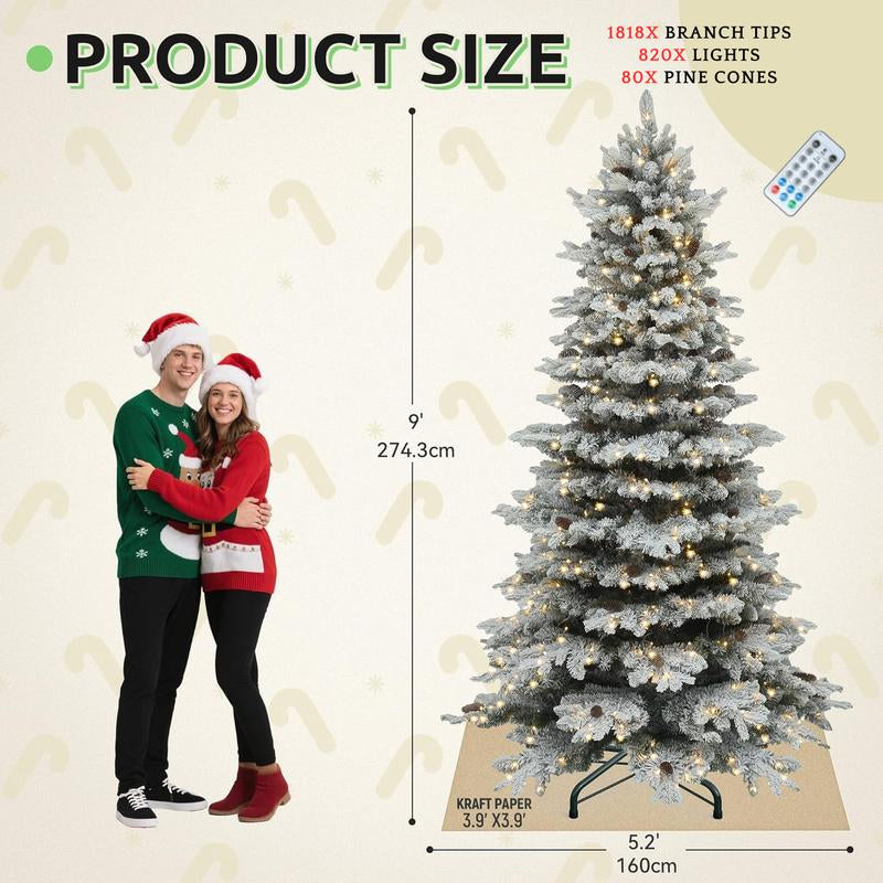 YITAHOME 4.5/6/7.5/9 FT Artificial Christmas Tree(With Light), with PVC Tips and Warm-White Lights, Ideal for Home, Office Decoration