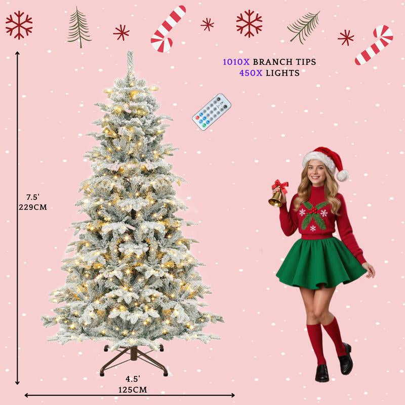 YITAHOME 4.5/6/7.5/9 FT Artificial Christmas Tree(With Light), with PVC Tips and Warm-White Lights, Ideal for Home, Office Decoration
