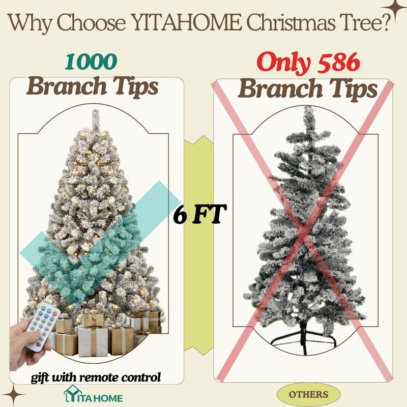 YITAHOME 4.5/6/7.5/9 FT Artificial Christmas Tree(With Light), with PVC Tips and Warm-White Lights, Ideal for Home, Office Decoration