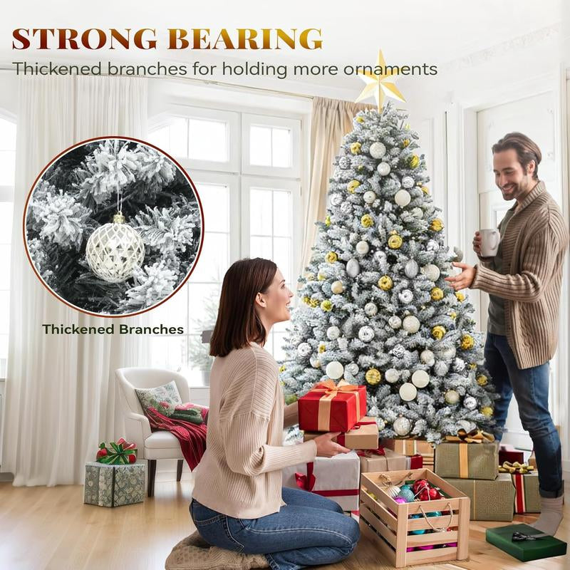 YITAHOME 4.5/6/7.5/9 FT Artificial Christmas Tree(With Light), with PVC Tips and Warm-White Lights, Ideal for Home, Office Decoration