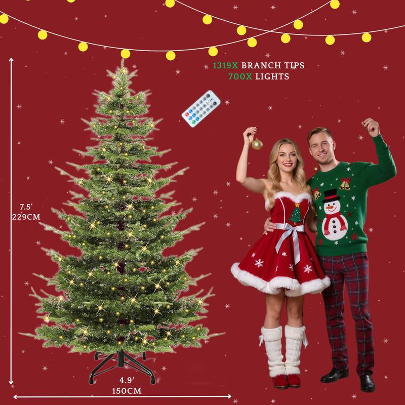 YITAHOME 4.5/6/7.5/9 FT Artificial Christmas Tree(With Light), with PVC Tips and Warm-White Lights, Ideal for Home, Office Decoration