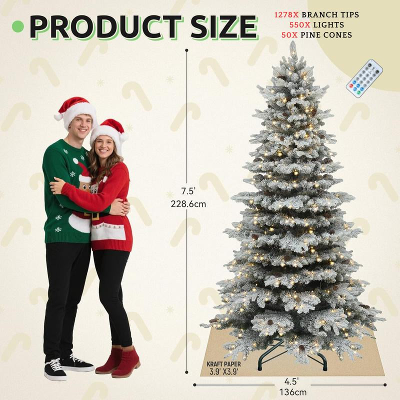YITAHOME 4.5/6/7.5/9 FT Artificial Christmas Tree(With Light), with PVC Tips and Warm-White Lights, Ideal for Home, Office Decoration