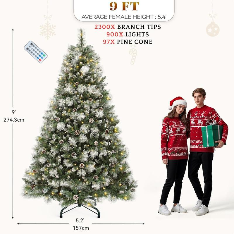 YITAHOME 4.5/6/7.5/9 FT Artificial Christmas Tree(With Light), with PVC Tips and Warm-White Lights, Ideal for Home, Office Decoration