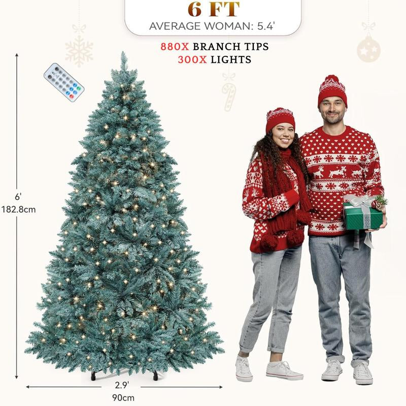 YITAHOME 4.5/6/7.5/9 FT Artificial Christmas Tree(With Light), with PVC Tips and Warm-White Lights, Ideal for Home, Office Decoration