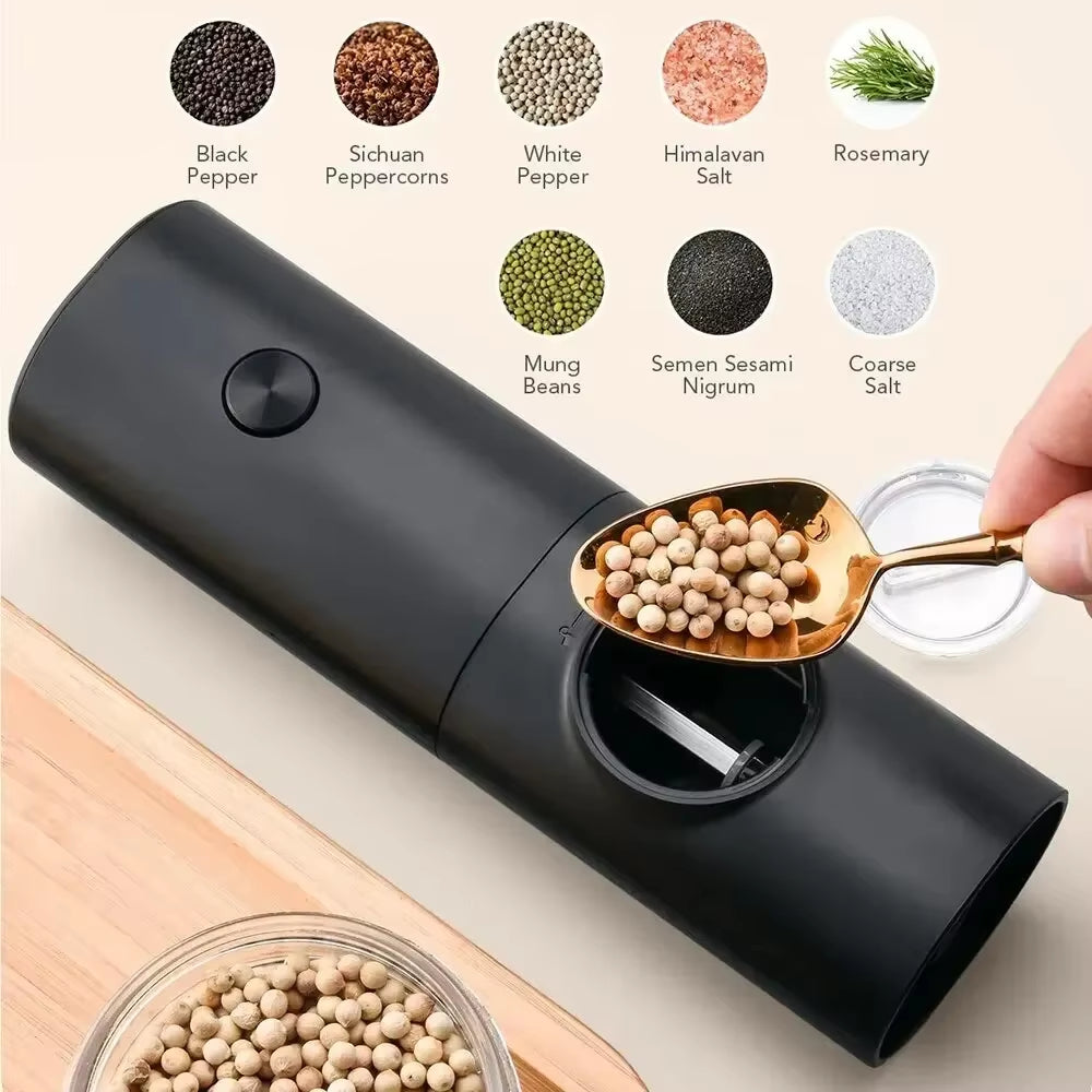 Electric Salt and Pepper Grinder with Adjustable Coarseness Refillable Mill Battery Powered Kitchen Automatic Gadget Grinder