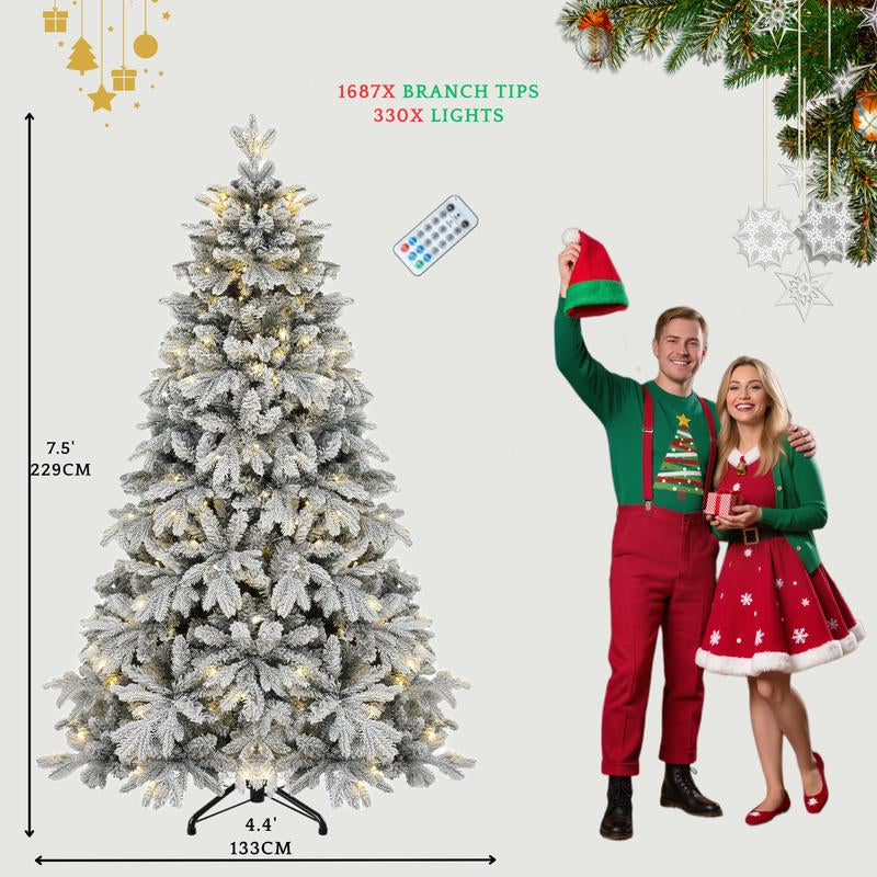 YITAHOME 4.5/6/7.5/9 FT Artificial Christmas Tree(With Light), with PVC Tips and Warm-White Lights, Ideal for Home, Office Decoration