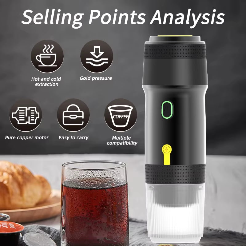 Small Automatic Mini Coffee Machine Capsules Rechargeable Electric Espresso Portable Capsule Coffee Machine for Outdoor Camping