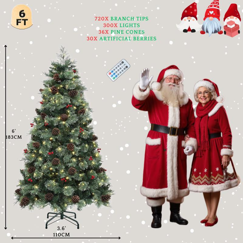 YITAHOME 4.5/6/7.5/9 FT Artificial Christmas Tree(With Light), with PVC Tips and Warm-White Lights, Ideal for Home, Office Decoration