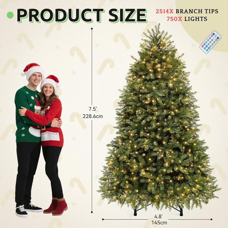 YITAHOME 4.5/6/7.5/9 FT Artificial Christmas Tree(With Light), with PVC Tips and Warm-White Lights, Ideal for Home, Office Decoration