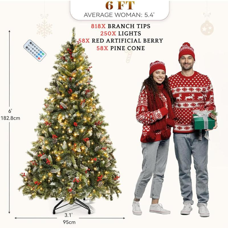 YITAHOME 4.5/6/7.5/9 FT Artificial Christmas Tree(With Light), with PVC Tips and Warm-White Lights, Ideal for Home, Office Decoration