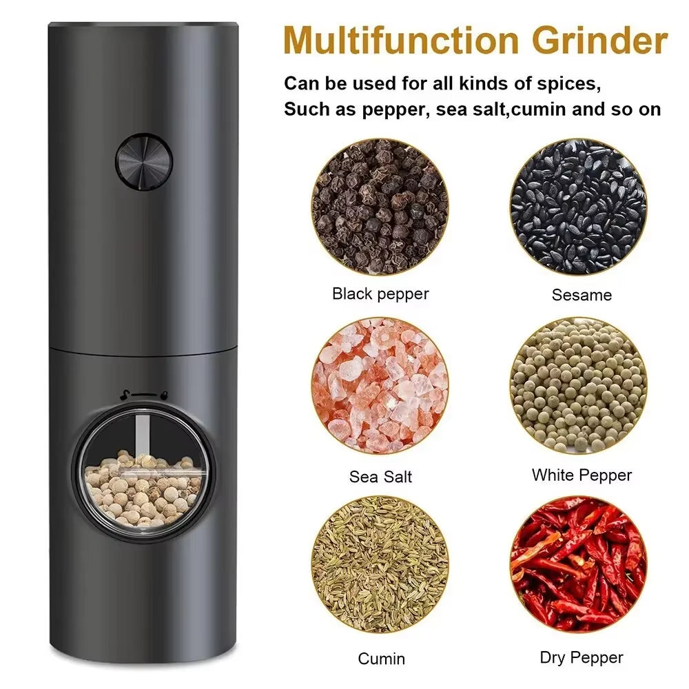 Electric Salt and Pepper Grinder with Adjustable Coarseness Refillable Mill Battery Powered Kitchen Automatic Gadget Grinder