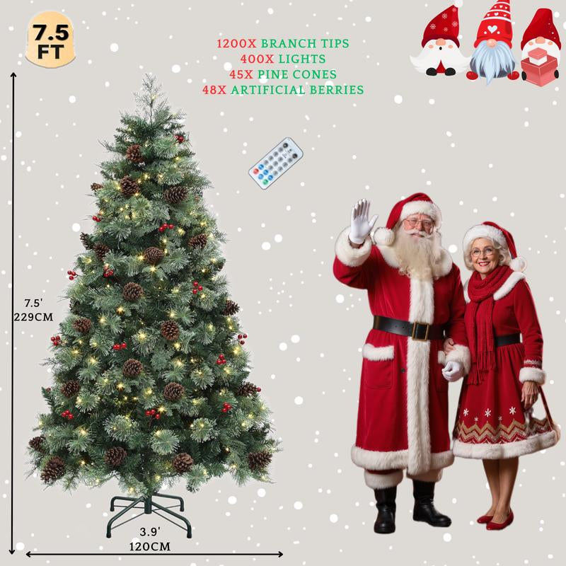 YITAHOME 4.5/6/7.5/9 FT Artificial Christmas Tree(With Light), with PVC Tips and Warm-White Lights, Ideal for Home, Office Decoration