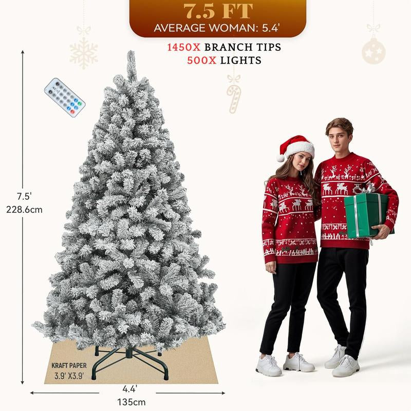 YITAHOME 4.5/6/7.5/9 FT Artificial Christmas Tree(With Light), with PVC Tips and Warm-White Lights, Ideal for Home, Office Decoration