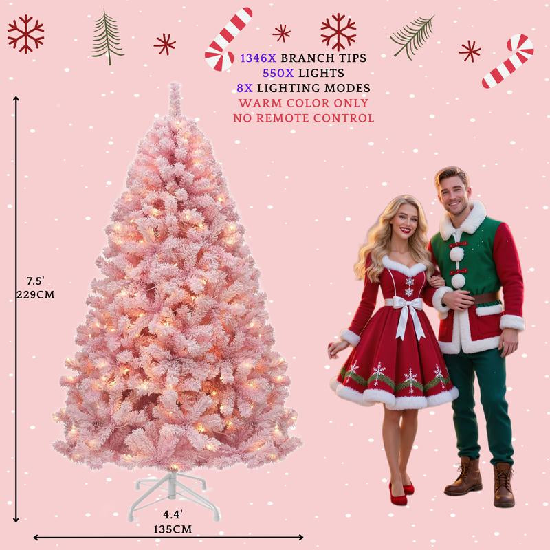 YITAHOME 4.5/6/7.5/9 FT Artificial Christmas Tree(With Light), with PVC Tips and Warm-White Lights, Ideal for Home, Office Decoration