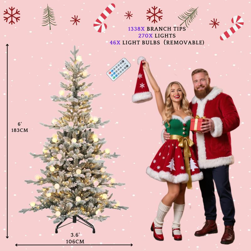 YITAHOME 4.5/6/7.5/9 FT Artificial Christmas Tree(With Light), with PVC Tips and Warm-White Lights, Ideal for Home, Office Decoration
