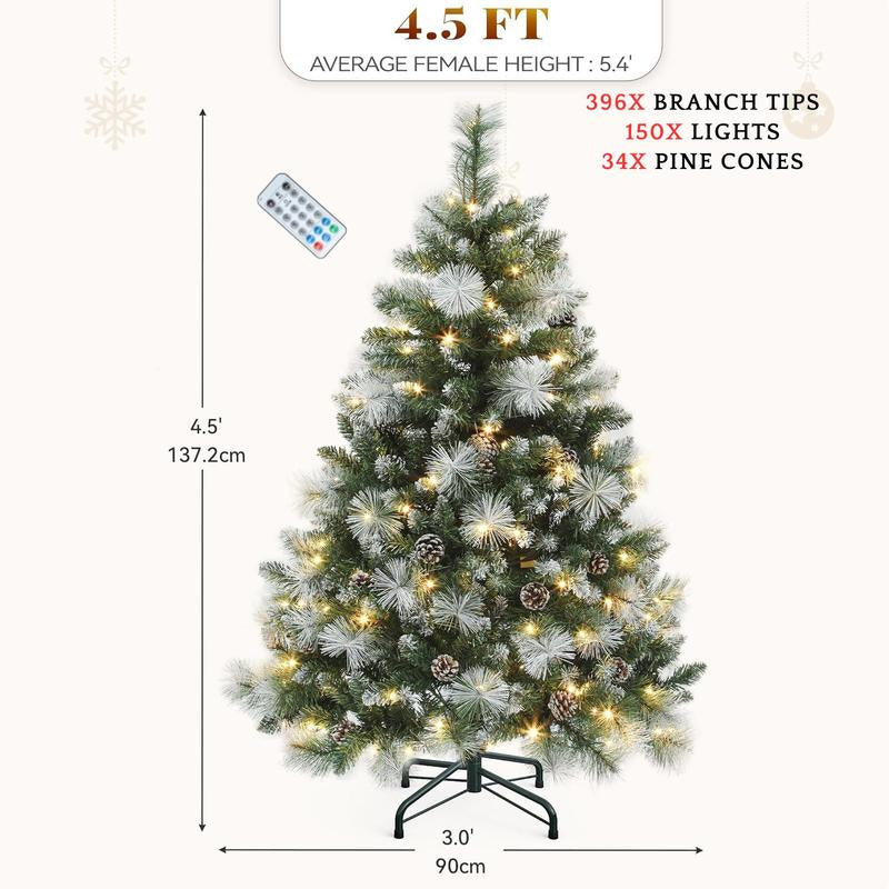 YITAHOME 4.5/6/7.5/9 FT Artificial Christmas Tree(With Light), with PVC Tips and Warm-White Lights, Ideal for Home, Office Decoration
