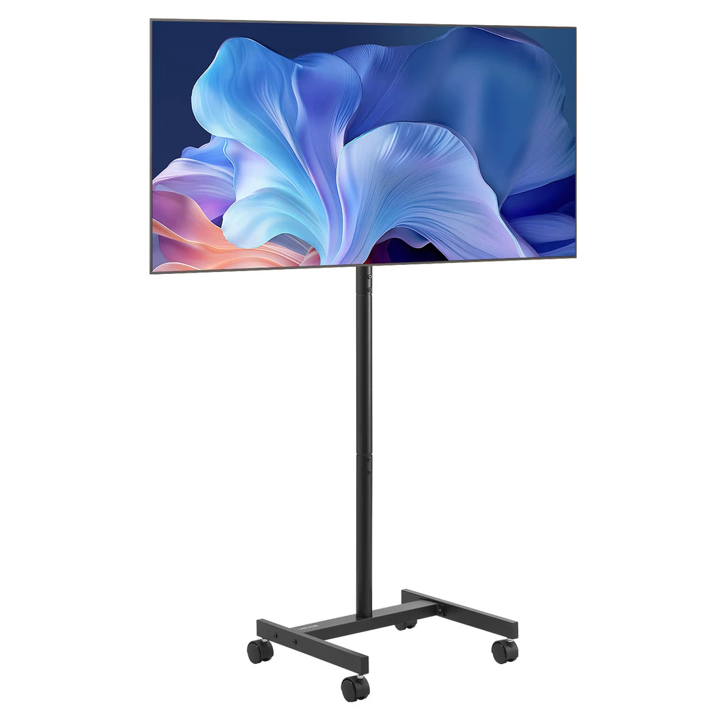 Rolling TV Stand Mobile TV Cart Suit for Various Sizes TV Portable TV Stand with Wheels for Living Room Bedroom Office