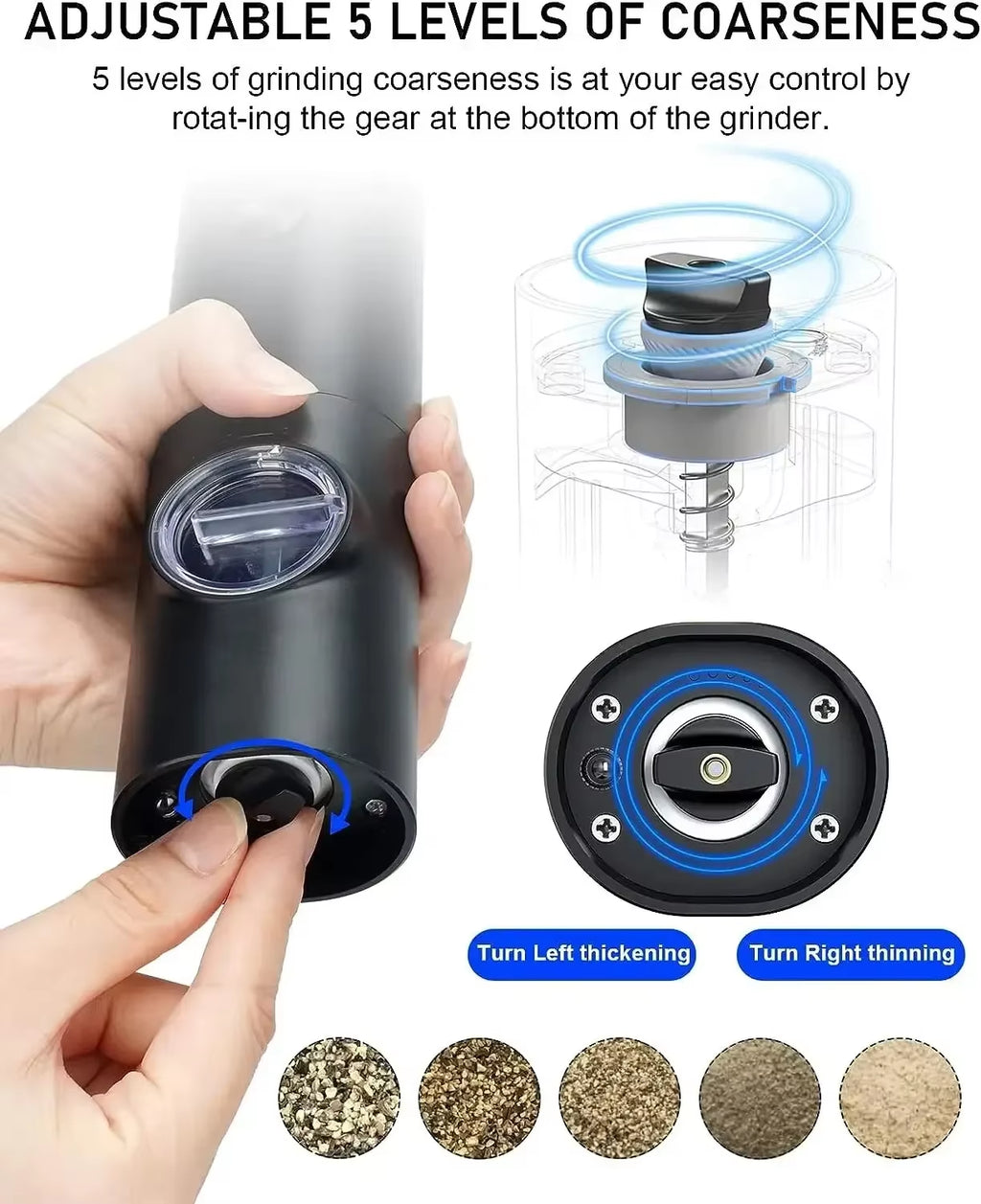 Electric Salt and Pepper Grinder with Adjustable Coarseness Refillable Mill Battery Powered Kitchen Automatic Gadget Grinder