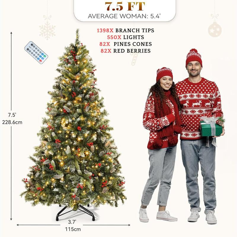 YITAHOME 4.5/6/7.5/9 FT Artificial Christmas Tree(With Light), with PVC Tips and Warm-White Lights, Ideal for Home, Office Decoration