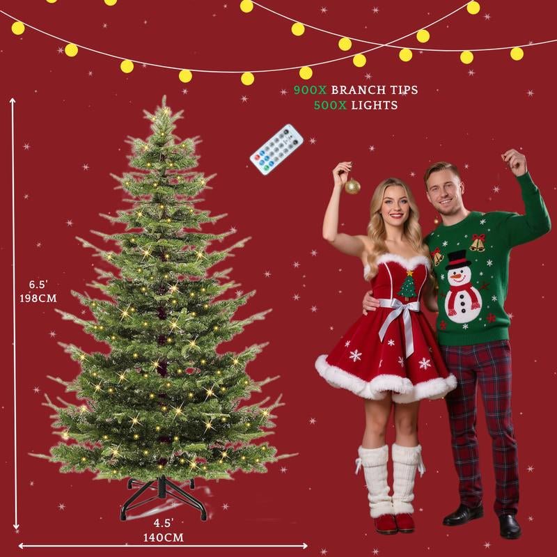 YITAHOME 4.5/6/7.5/9 FT Artificial Christmas Tree(With Light), with PVC Tips and Warm-White Lights, Ideal for Home, Office Decoration